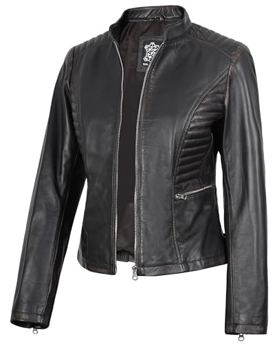 Image of Decrum Leather Jacket for Women - Real Lambskin Casual Leather Jackets Womens
