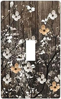 Rustic Vintage Floral Light Switch Cover Wall Plate Decorative 1 Gang Single Toggle SwitchPlate Modern Farmhouse facePlate for kitchen home room decor 2.7 x 4.5