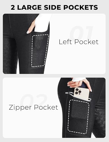 Fitst4 Sports Women'S Denim Riding Breeches With Pockets Full Seat Horseback Riding Pants Equestrian Breeches For Women Black S thumb #1
