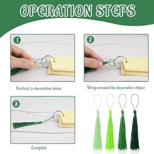 Image of 100 Pcs Bookmark Tassels Bulk Green Series Soft Craft Silky Handmade Mini Tassels for Jewelry Making with Loops for DIY Craft Accessory Dress Decoration