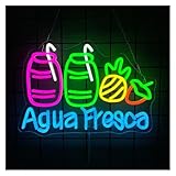 LEMST Hängende Kunst-Leuchtreklamen Agua Fresca Leuchtreklame, Fruchtgetränk LED-Licht Dimmbar Für Lateinamerikanisches Restaurant Geschäft Imbissstände Café Bar Dekoration 15.16inx10.43in