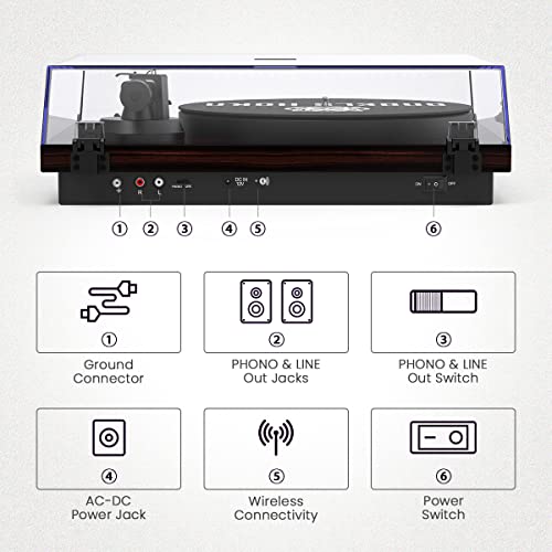 Angels Horn Turntable, Vinyl Record Player, Bluetooth Built-In Phono Preamp Belt Drive 2-Speed, Adjustable Counterweight, At-3600L (Bluetooth Version) #TOP4