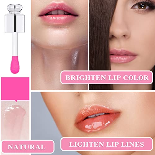 Hydrating Lip Glow Oil Lip Plumping Lip Oil Gloss Tinted Lip Balm Transparent Moisturizing Toot Lip Care Oil Non-Sticky Big Brush Head Nourishing Repairing Lip Lines And Prevents Dry Cracked Lips(015#) #TOP4