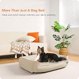 HMTOPE Hundebett, Hundesofa, Hundekissen, Hundekörbchen Abnehmbar und waschbar, Beige, 90 x 75 x 25 cm
