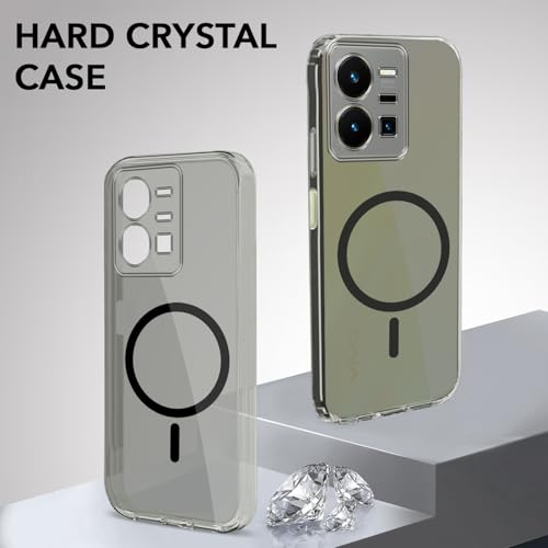 Image of Jkobi Lifetime Anti-Yellow MagSafe Compatible Clear Back Cover Case for Vivo Y35 (Sleek Hard Crystal | Shockproof and Camera Protection)