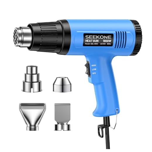 SEEKONE Heat Gun, 1800W Heavy Duty Hot Air Gun Kit with 572℉&1112℉ Dual-Temperature Settings and 4 Nozzles for Shrinking PVC,Stripping Paint, Crafts