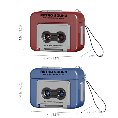 Image of AGLOO 2 Pcs Creative Mini Tape Recorder Keychain - Retro Cassette Player Portable Keychain Gifts with Three Chinese Songs - Ornament for Backpacks, Handbags