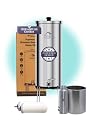 Countertop Gravity Water Filter System - 3.17 Gal/12L | 304 Stainless Steel | Gravity-Fed Water Purifier with 2 Fluoride & Chlorine Reduction Ceramic Cartridges | Also Removes Bacteria & Heavy Metals