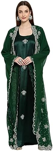 Kaftan for Women Green Dubai Moroccan Abaya Kaftan Hand Beaded Caftan Farasha Jalabiya Arabic Maxi Dress by ZARDOZI Art4