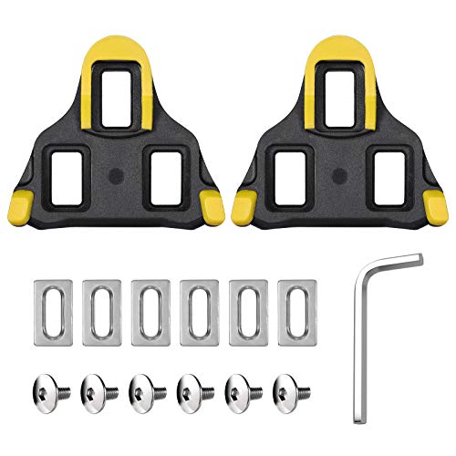 SPD Bike Cleats for Cycling, 6 Degree Float Bicycle Cleats Compatible with SPD-SL Road Bike Pedals Shoes for Indoor & Outdoor Cycling (Yellow)