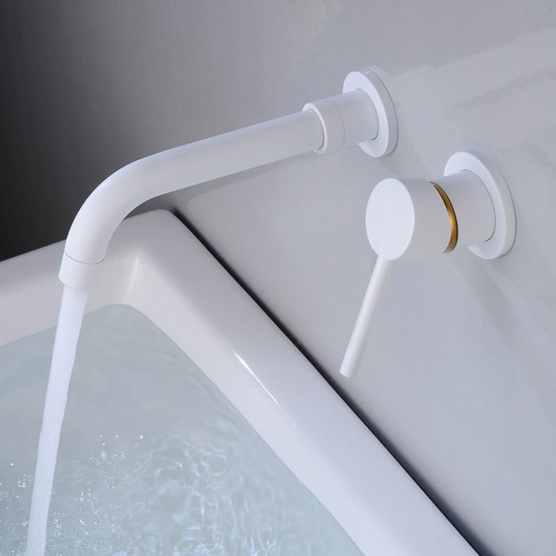 Grue de bain murale avec mitigeur bronze et blanc pour petit espace