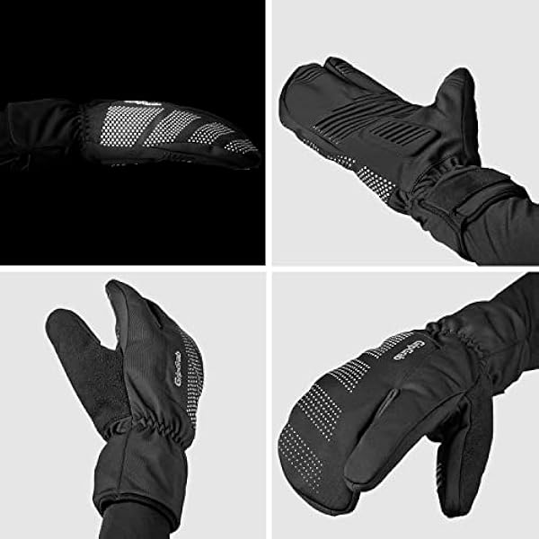 GripGrab Guantes de Ciclismo Ride Lobster Térmicos de Invierno Cortavientos Acolchado de Gel Frio Extremo 3 Dedos