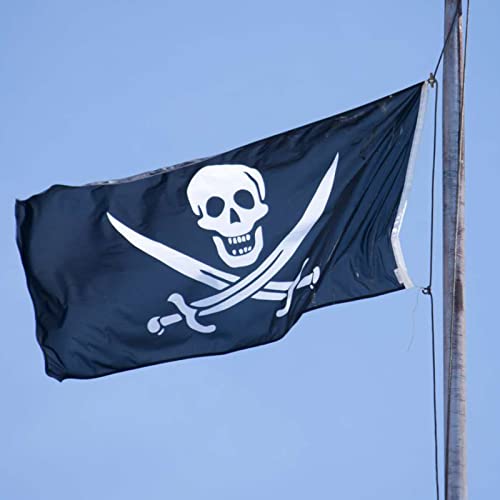 Double Sided Jolly Roger Pirate Flag 3X5 Outdoor Made In Usa- Jack Rackham Skull Bones Flags With Cross Knife Heavy Duty 3 Ply Banner For Beach Decor Boat Outside #TOP6