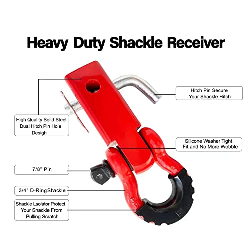 Houert Shackle Hitch Receiver 2 Inch, 45000Lb Breaking Strength, Heavy Duty Receiver Shackle Bracket With 3/4 D-Shackle, Towing Accessories For Trucks Off Road #TOP1