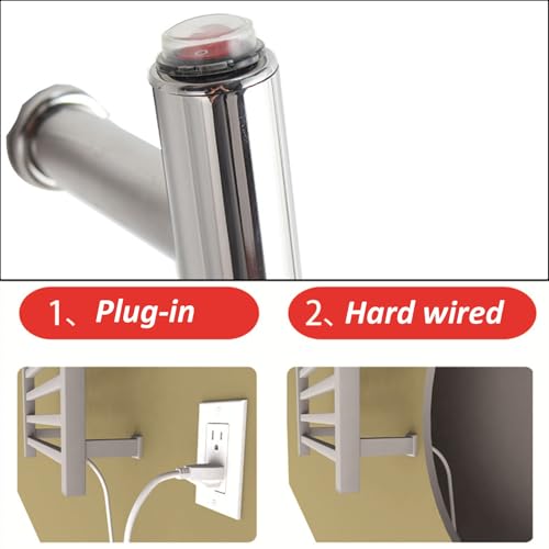 Chauffe-serviettes électrique mural pivotant en acier inoxydable câblé - 7