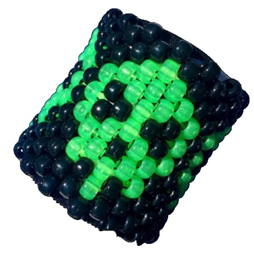 Grunge Fashion, Kandi Cuff with Colorful Beads, Stripes, Festival Clubwear, Dopamine Accessories Rave Party Lovers