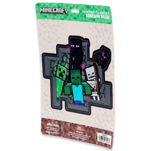 Image of Minecraft Characters Adhesive Vinyl Decal - Fun Minecraft Sticker Featuring a Creeper, Zombie, Enderman, Skeleton and Spider