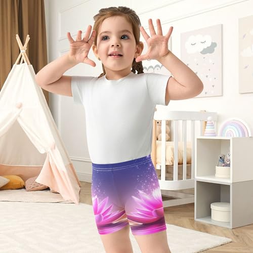 Joisal Glowing Pink Lotus Flower Girls Biker Shorts Toddler 4t Under Dress Shorts Funny Cotton Summer Kids4
