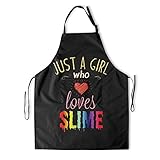 Picture of DZGlobal Apron Home Kitchen Waterproof Cooking Baking Party Gardening for Women with Pockets Funny Just A Girl Who Loves Slime