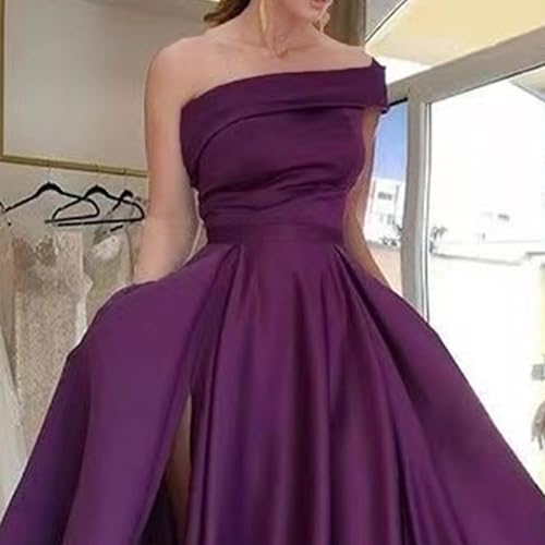 Robe longue en satin violette idéale pour vos soirées de gala chic