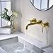 HANEBATH Brass Brushed Gold Bathroom Faucet, Two Handle Wall Mounted Bathroom Sink Faucet (Rough-in Valve Included)