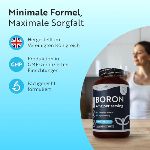 Nutravita Boron - 4mg Reines Bor je Tablette - 400 Tabletten – Ansicht 3