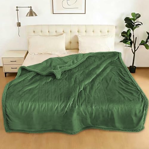 TICOO Electric Heated Blanket Full 72x84 - 5 Heat & 10H Auto-Off Microplush Flannel & Sherpa Same Color Both Sides Machine Washable Overheat Protection Gifts for Home/Bedroom/Sofa Green