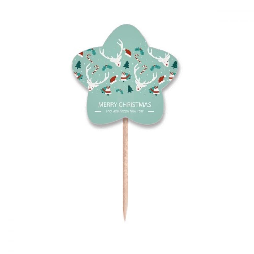 Chapeau Clochette Mas Élan Décoration Gâteau avec Drapeaux Cure-dents Étoile