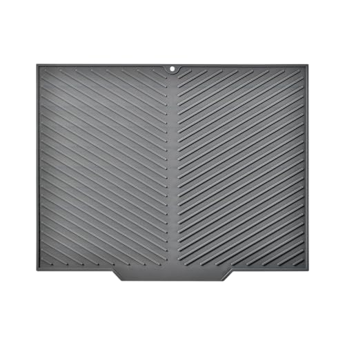 Tapete de silicona para secar platos con borde de drenaje, tapetes escurridores de platos para encimera de cocina, almohadilla protectora antideslizante para encimeras de cocina y utensilios