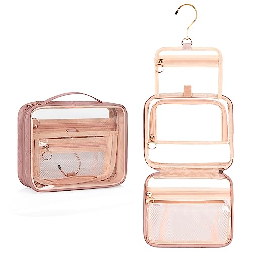 Image of CUBETASTIC Clear Cosmetic Bags, Hanging Toiletry Bag for Travelling, Transparent Makeup Organizer Case, Water-resistant Portable Skncare Storage Pouch with Handle, Travel Must Haves