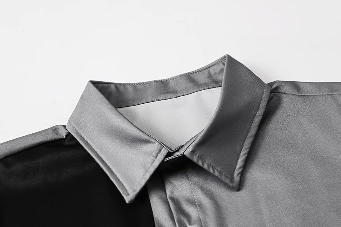 Cromoncent Camicia hawaiana da uomo e ragazzo a maniche corte con colletto cubano tropicale per vacanze estive da spiaggia, Albero Grigio Nero, 4XL