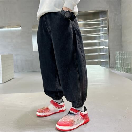 Wide Leg Jeans for Boys Baggy Elastic Waist Casual Wash Denim Pants Teen Fall Streetwear Trousers with Pocket2