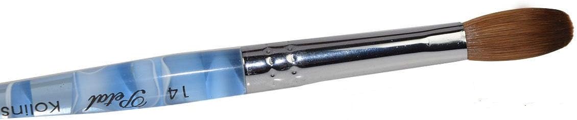 Blue Marble Petal Kolinsky Acrylic Manicure Powder Nail Brush (CRIMPED) - (Size #14)