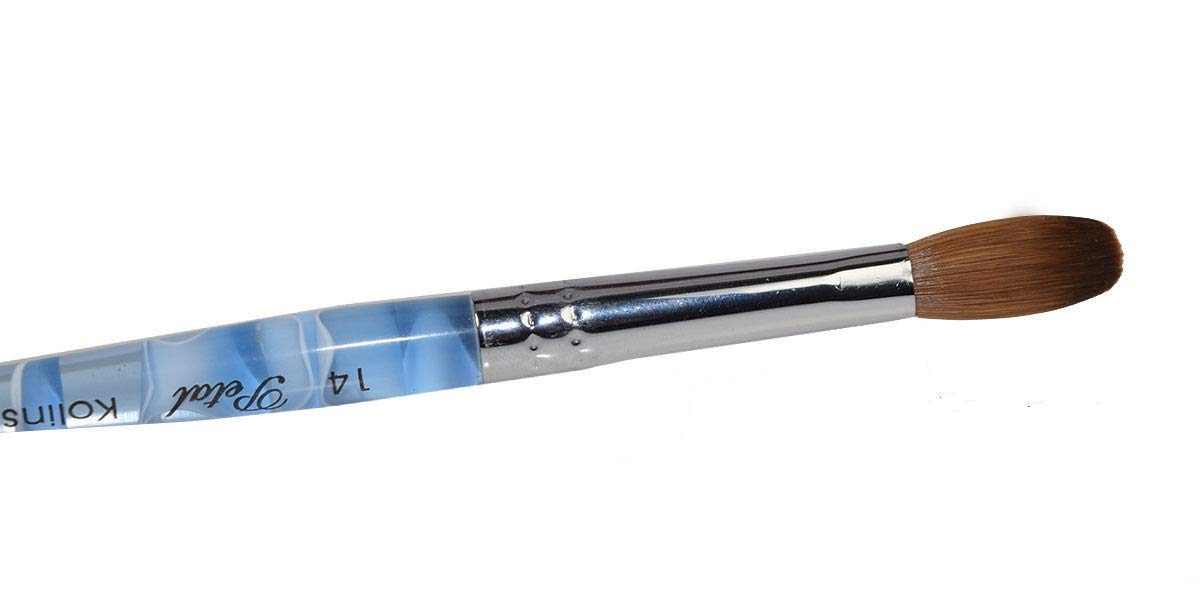 Blue Marble Petal Kolinsky Acrylic Manicure Powder Nail Brush (CRIMPED) - (Size #14)