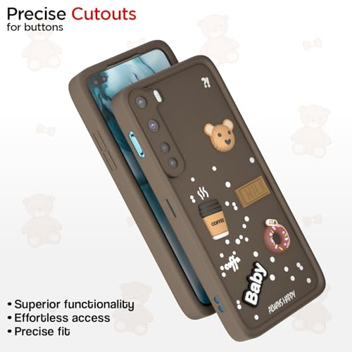 Image of Pikkme Back Cover for OnePlus Nord (2020) | 3D Cartoon Silicone Case Cute & Fun Full Protective Bumper Cover (Brown)