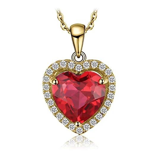 JewelryPalace Hart Van De Oceaan 3,9ct Gemaakt Robijn Ketting Hanger 45cm, Rode Sieraden Set, Liefdesketting Dames Zilver 925 Ketting Dames Edelsteen Meisjes, Sieraden met Rode Steen Vrouwen Verguld