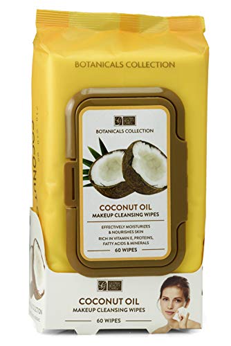 Coconut Oil Makeup Cleansing Wipes – Removes Waterproof Mascara & Eye Makeup – Hydrating Facial Wipes with Vitamin E – Hypoallergenic, Non-Greasy, Nourishing & Anti-Aging Formula – 60 Count