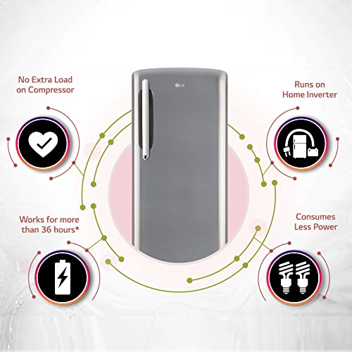 Image of LG 201 L 5 Star Inverter Direct-Cool Single Door Refrigerator Appliance (GL-D211HPZZ, Shiny Steel, Base stand with drawer & Smart connect, Gross Volume- 204 L)