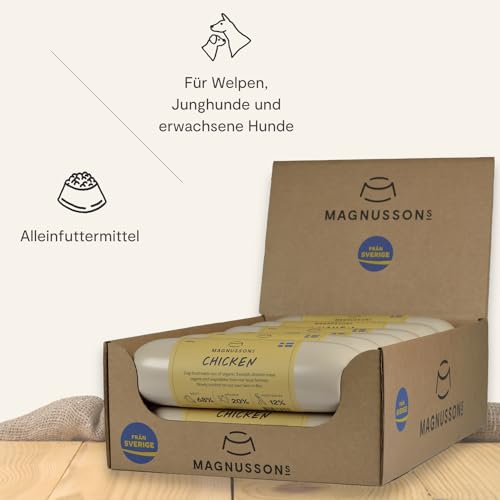 MAGNUSSONS Chicken (12 x 650 G) | Geeignet für Welpen, Junghunde und Erwachsene Hunde Aller Rassen | Alleinfuttermittel | Dampfgegart