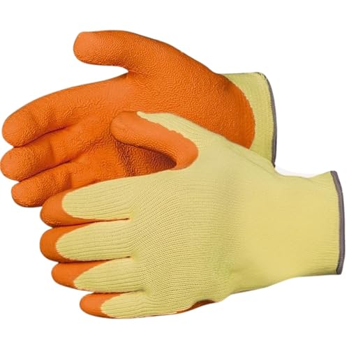Image of Multipurpose Nylon Anti Cut PU Nitrile Coating Work Safety Gloves, Hand & Fingers, Gardening, Mechanical, Construction, Agriculture & Automotive - Durable & Comfortable (ORNAGEYELLOW-5PAIR)