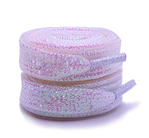 maxstrapz Metallic Glitter Shoelaces From Sparkly Shoe Laces (65cm, White)