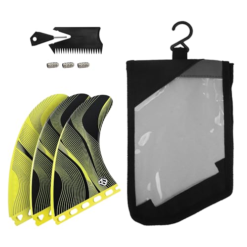 AQUBONA �T�[�t�{�[�h�p�g���C�t�B�� Single Tab/Dual Tab �v���~�A���n�j�J���O���X�t�@�C�o�[ M/L�T�C�Y surfboard fin with Fin Key Screws and Wax Comb