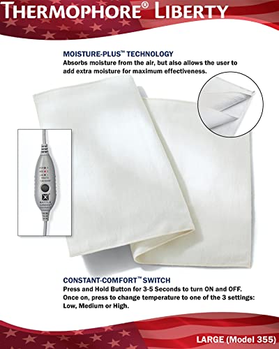 Thermophore Liberty 2 Plus Electric Moist Heating Pad - USA Made, 3 Temperature Settings, 14 x 27 for Pain Relief