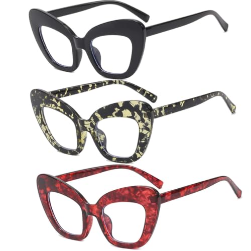 Image of 3 pack Blue Light Blocker Reading Glasses Cat eye Frame Readers Eyeglasses for Women