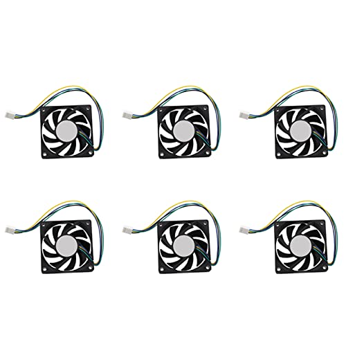 Plawee 6piezas 70X70X15mm 12V 4 PWM Ventilador de Enfriador para Ordenador PC CPU Ventilador Negro