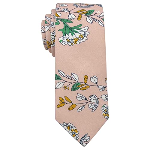Image of Mantieqingway Men's Cotton Floral Neck Tie 2.56'' Printed Skinny Tie