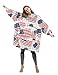Catalonia American Flag Print Blanket Hoodie Sweatshirt, Oversized Wearable Fleece Pullover with Large Front Pocket, Super Soft Warm Comfortable for Adults Men Women