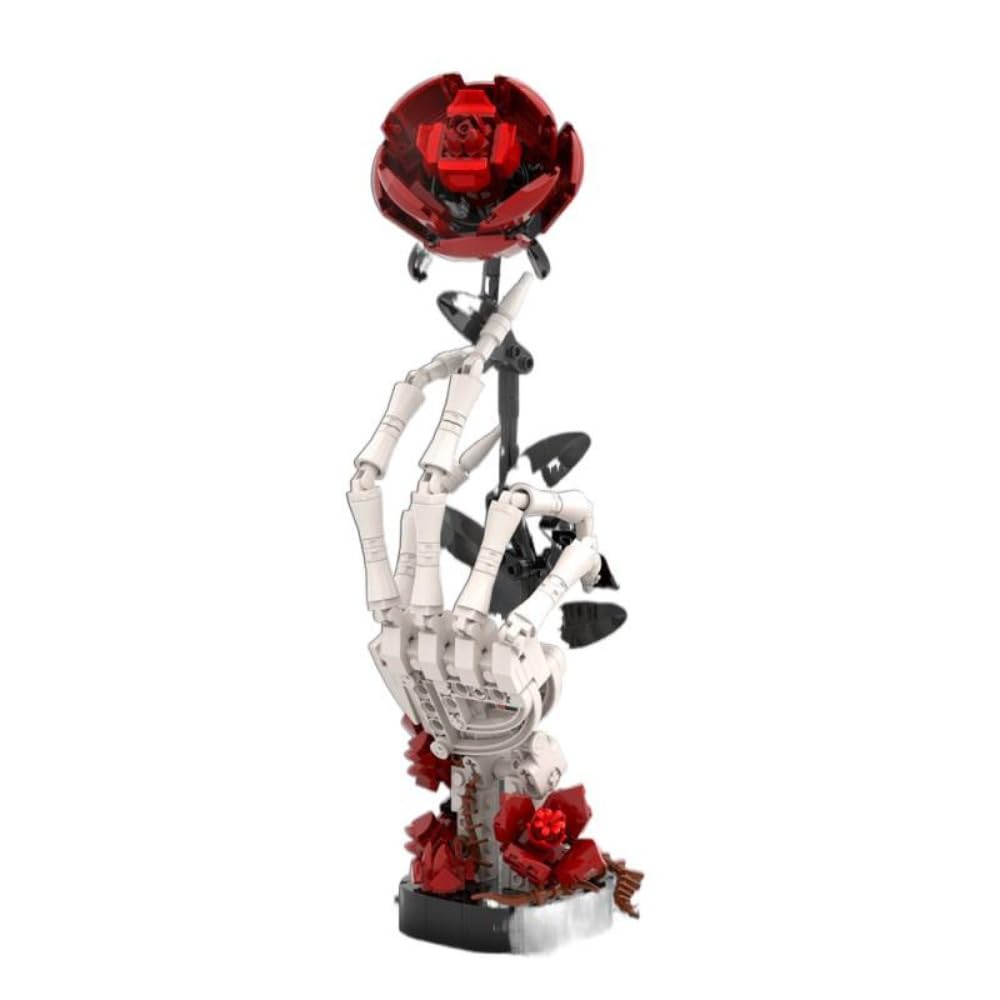CIJINAY Skeletal Hand & Eternal Rose Building Block Set, 357 PCS Flower Bouquet Building Kit for Adults, MOC Skull Hand Rose Gothic Horror Toy Gift, Home decoration (B1002)