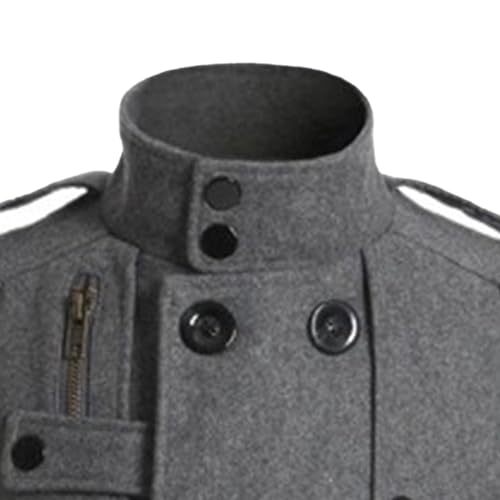 Men'S Classic Notched Collar Trench Coat Double Breasted Wool Blend Pea Coat Casual Cotton Business Overcoat4