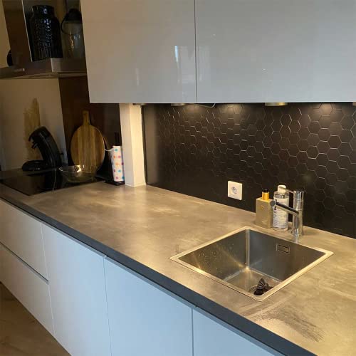 Homeart Black Backsplash Peel And Stick Hexagon Tile, Self-Adhesive Aluminum Composite Wall Tile Stick On Backsplash For Kitchen Bathroom Fireplace (6 Sheets) #TOP3
